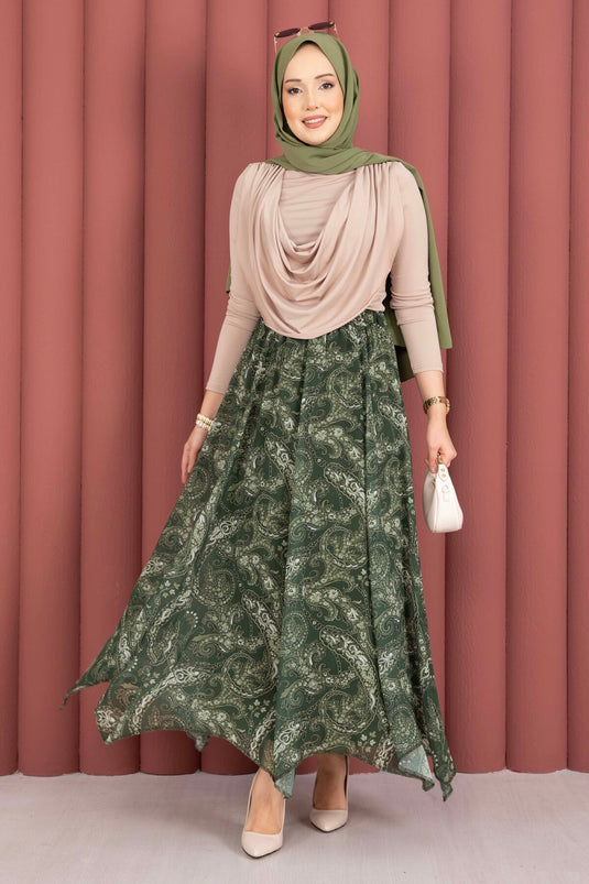 Foulard motif jupe asymétrique en chiffon kaki