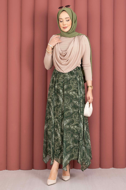 Foulard motif jupe asymétrique en chiffon kaki
