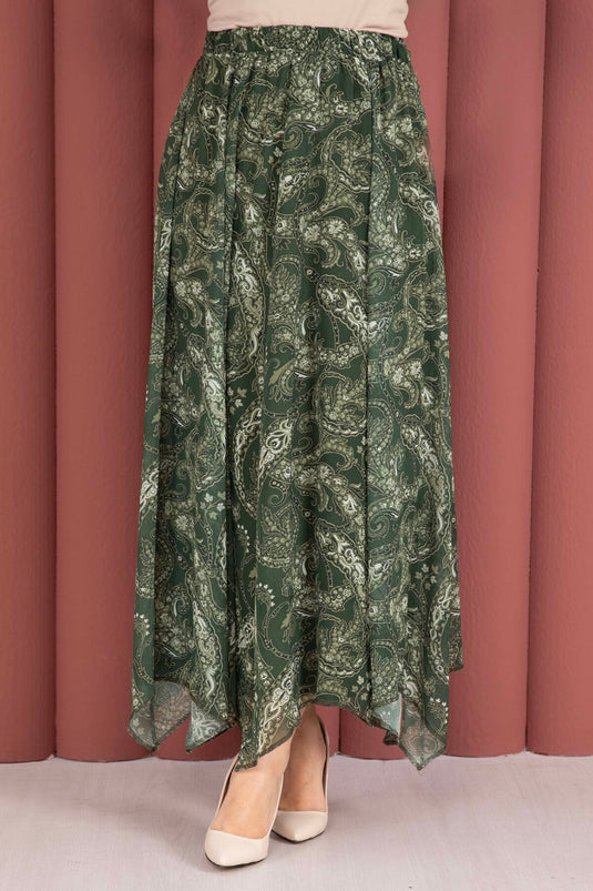 Foulard motif jupe asymétrique en chiffon kaki