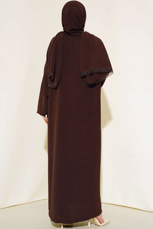 Shawl Model Elastic Cuff Abaya Bitter Brown