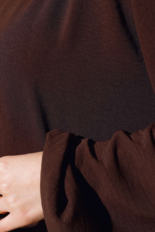 Shawl Model Elastic Cuff Abaya Bitter Brown