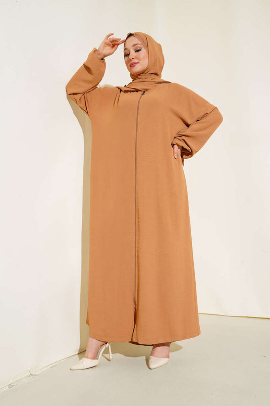 Shawl Model Elastic Cuff Abaya Camel