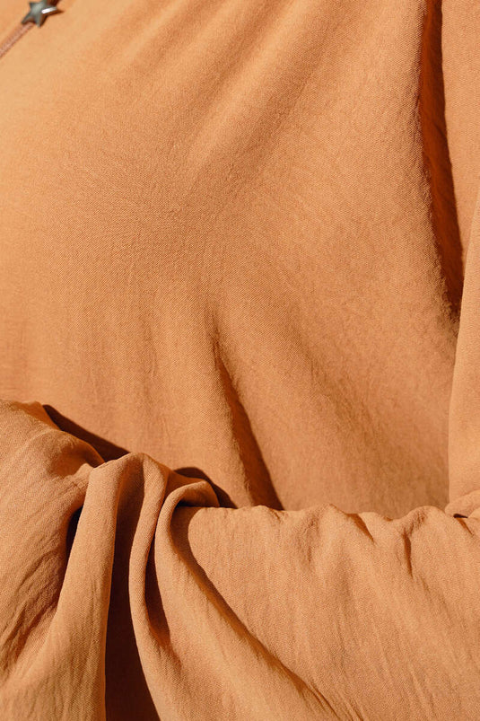 Shawl Model Elastic Cuff Abaya Camel