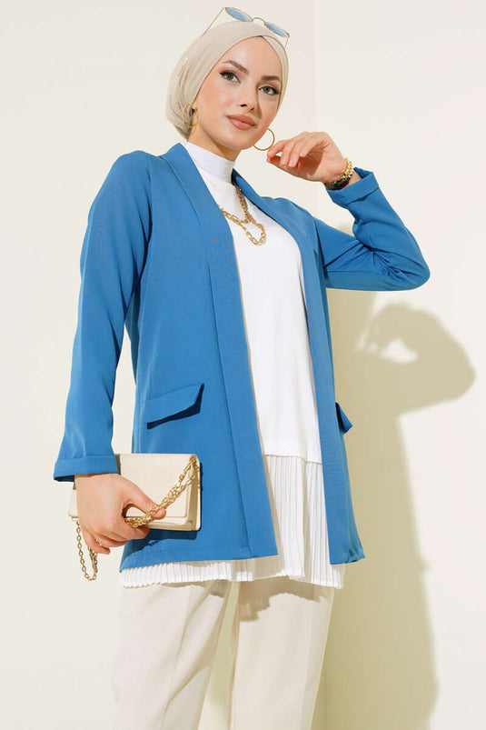 Şal Yaka Basic Ceket İndigo