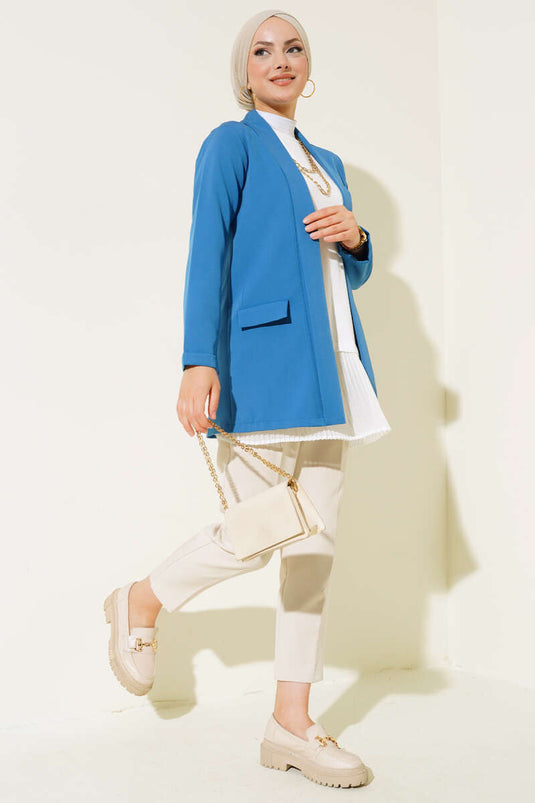 Şal Yaka Basic Ceket İndigo