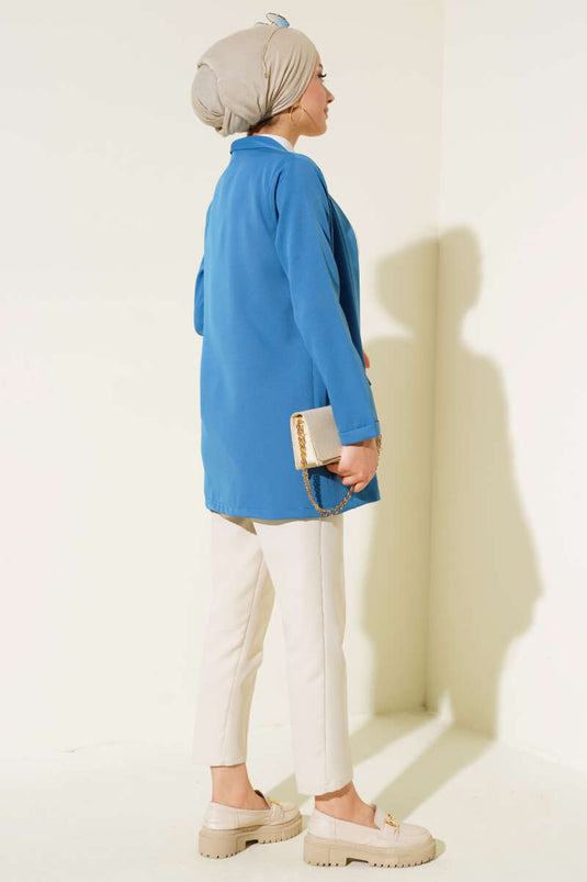 Şal Yaka Basic Ceket İndigo