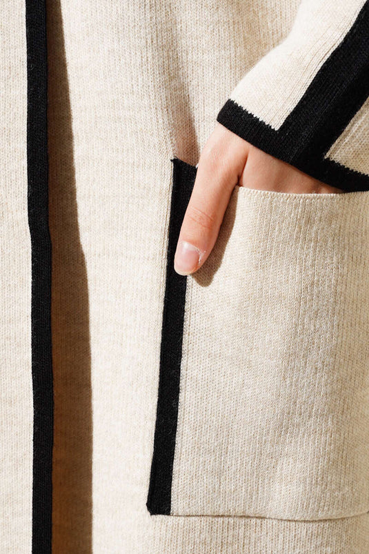 Sjaalkraag Zak Gebreid Vest Steen