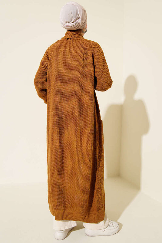 Shawl Collar Knitted Embossed Knitwear Cardigan Mustard