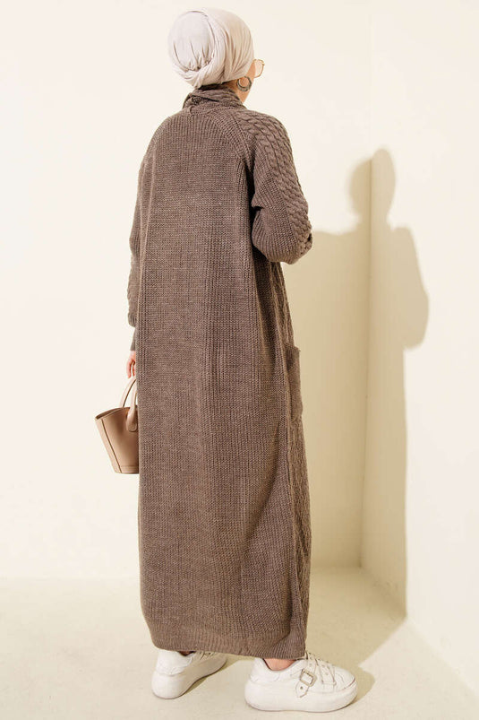 Shawl Collar Knitted Embossed Knitwear Cardigan Mink