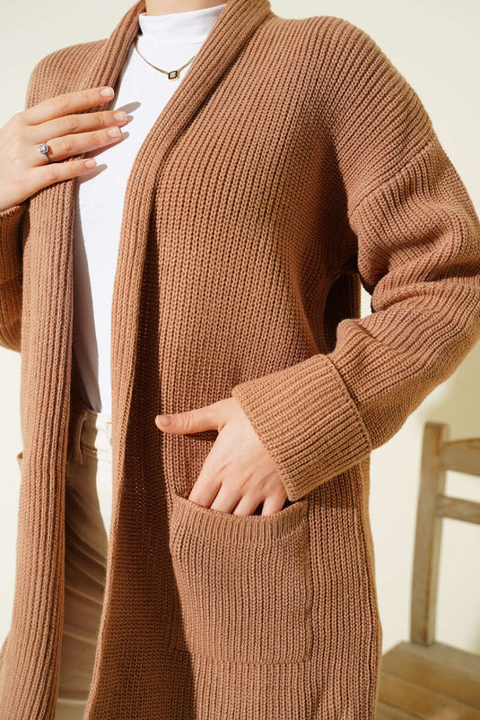 Cardigan in maglia di ottone con collo a scialle Latte