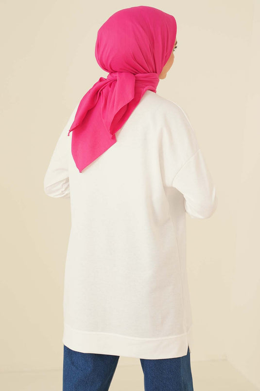 Tunique Brodée Décontractée Blanc