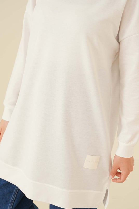 Tunique Brodée Décontractée Blanc