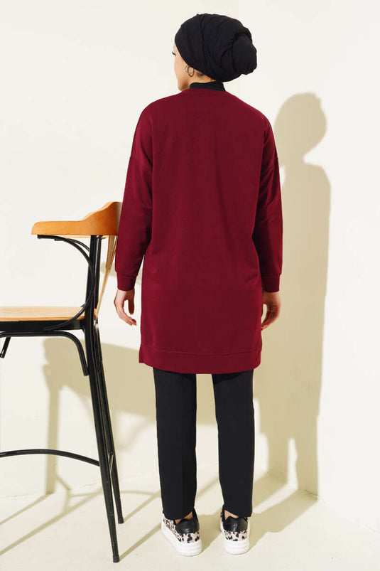 Tunique décontractée brodée bordeaux