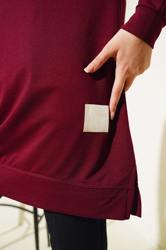 تونيك مطرز كاجوال باللون العنابي