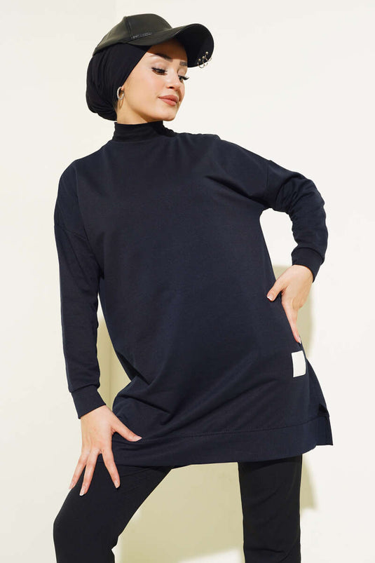 Túnica Casual Emblema Azul Marino