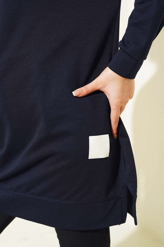 Túnica Casual Emblema Azul Marino