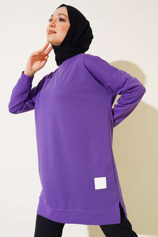 Loose Embroidered Tunic Lilac