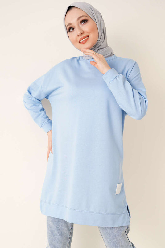 Casual Embroidered Tunic Blue