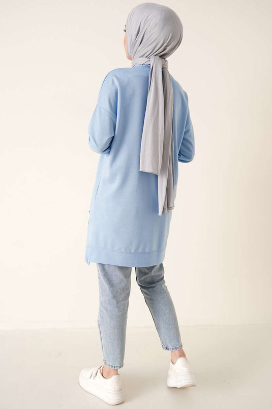 Tunique brodée décontractée bleue