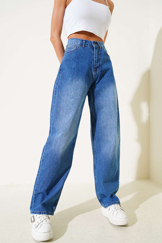 Casual Baggy Jeans Medium Blue