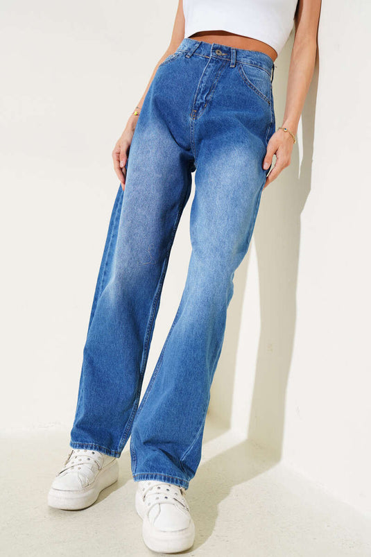 Jean ample décontracté bleu moyen