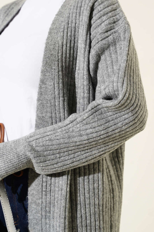 Salaş Fitilli Uzun Hırka Gri