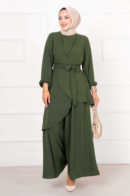 Casual Aerobin Hijab Two Piece Suit Khaki