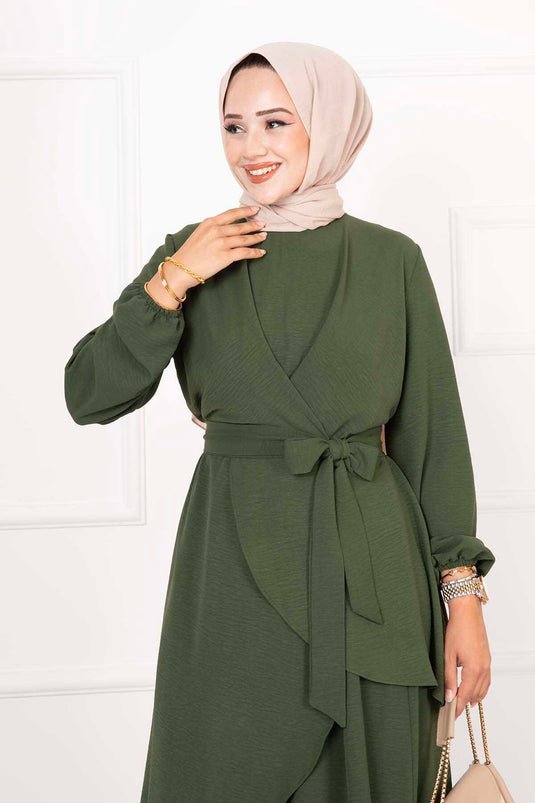 Casual Aerobin Hijab Two Piece Suit Khaki