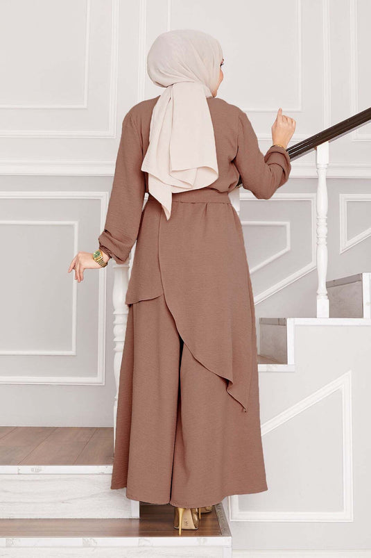 Casual Pattern Aerobin Hijab Double Suit Latte