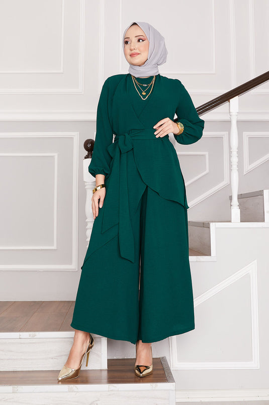 Loose Fit Aerobic Hijab Two-Piece Set Emerald