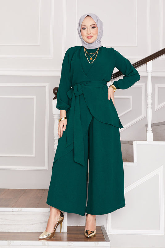 Loose Fit Aerobic Hijab Two-Piece Set Emerald
