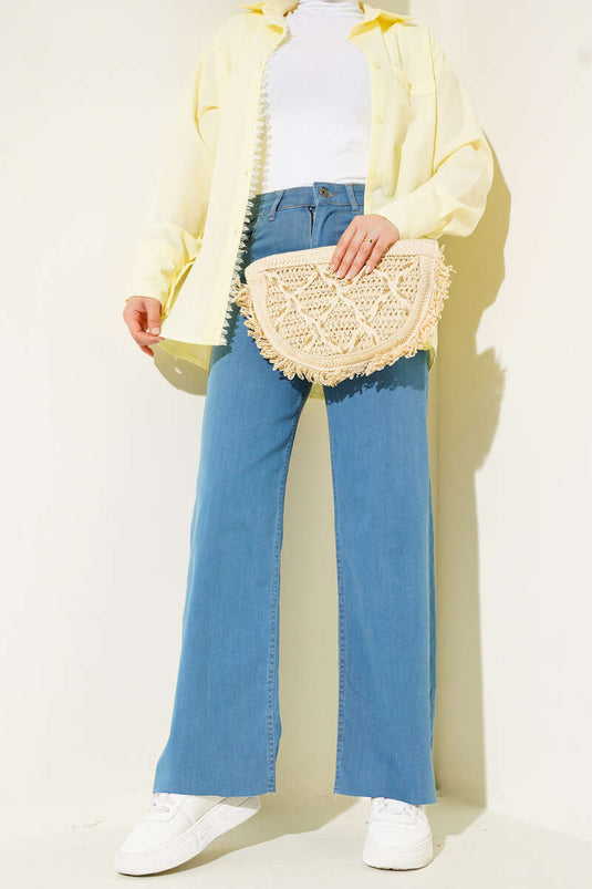 Lässig geschnittene Beinhose Hellblau