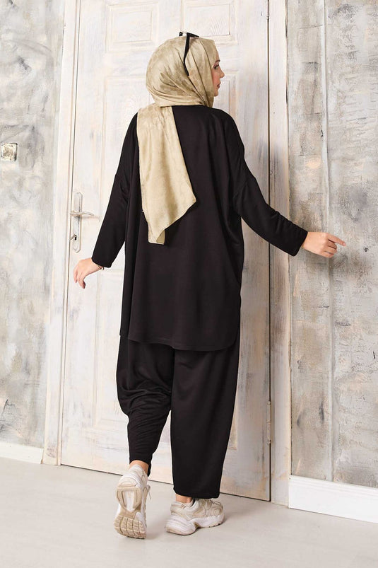 Black Loose-Fit Salwar Pants Set