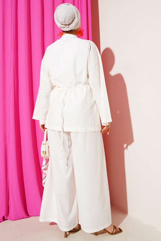 Salaş Kimono İkili Takım Ekru