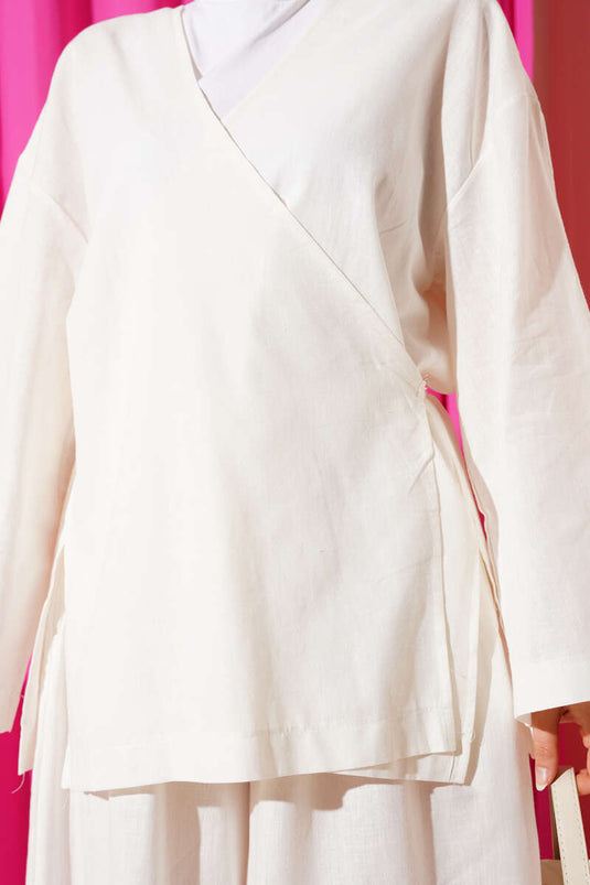 Salaş Kimono İkili Takım Ekru