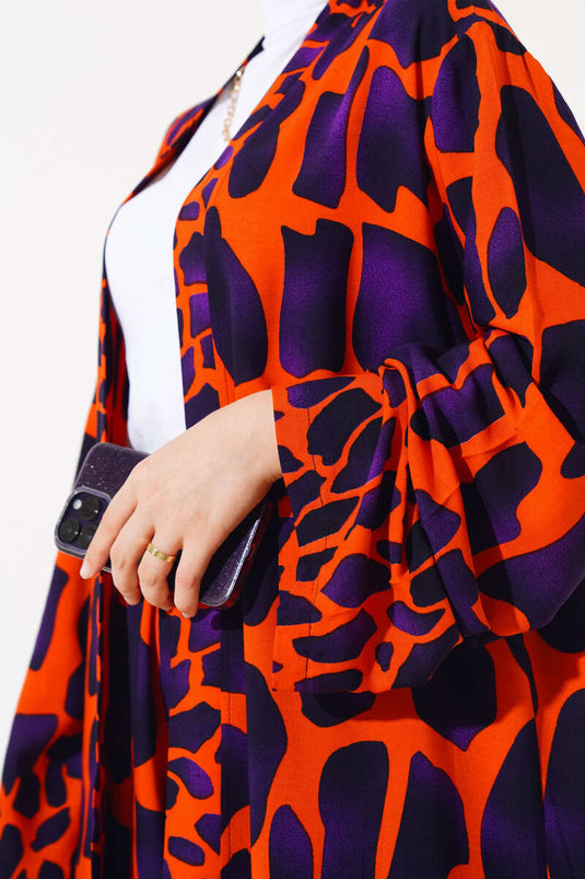 Ensemble kimono décontracté violet orange