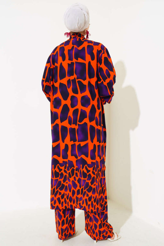 Ensemble kimono décontracté violet orange