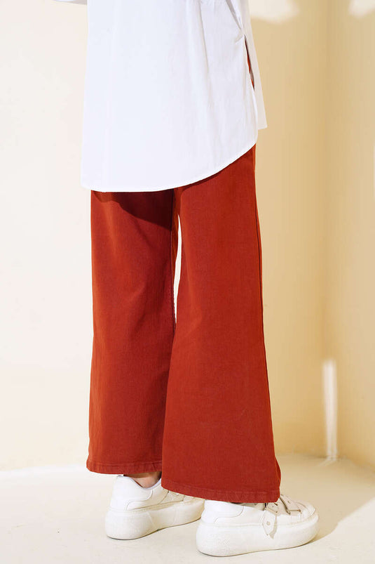 بنطال كاجوال قصير مستقيم تان