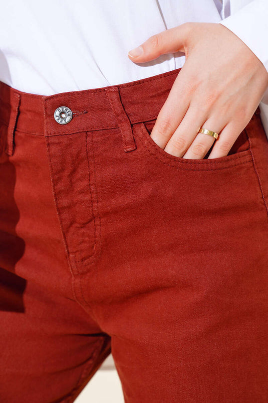 بنطال كاجوال قصير مستقيم تان