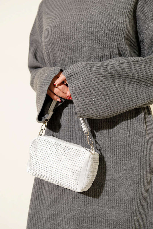 Robe ample en maille ceinturée couleur fumée