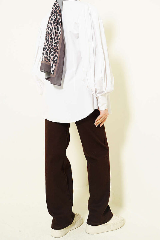 Pantaloni Jeans Marrone Elasticizzati Larghi