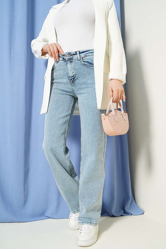 Pantaloni in Jeans Elasticizzati Larghi Colore Medio Scuro