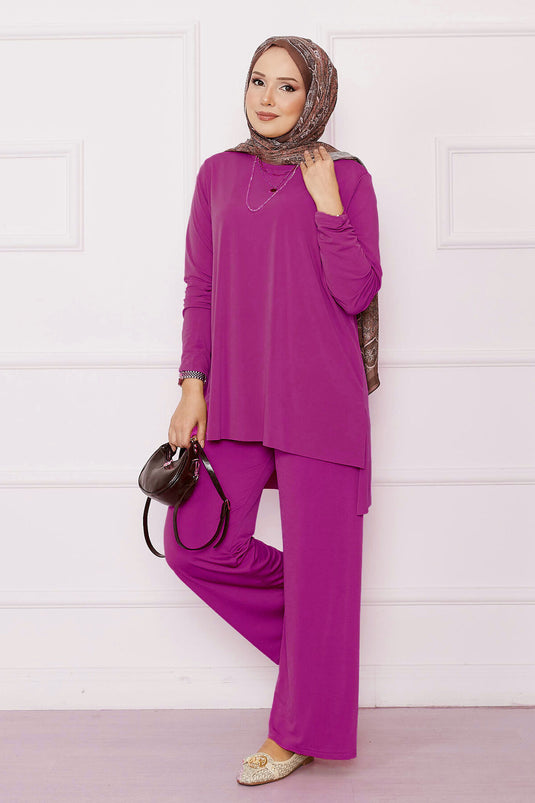 Casual Fit Two-Piece Sandy Suit Fuchsia