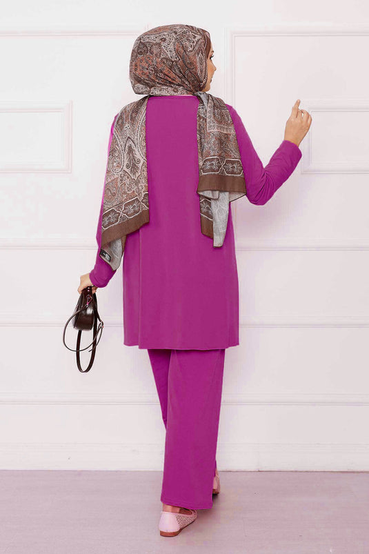 Casual Fit Two-Piece Sandy Suit Fuchsia