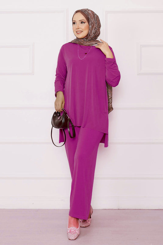 Casual Fit Two-Piece Sandy Suit Fuchsia