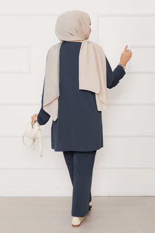 Casual Relaxed Fit Two-Piece Sandy Set in Grey