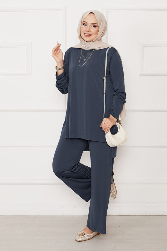 Casual Relaxed Fit Two-Piece Sandy Set in Grey