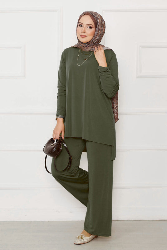 Casual Fit Two-Piece Sandy Suit Dark Khaki