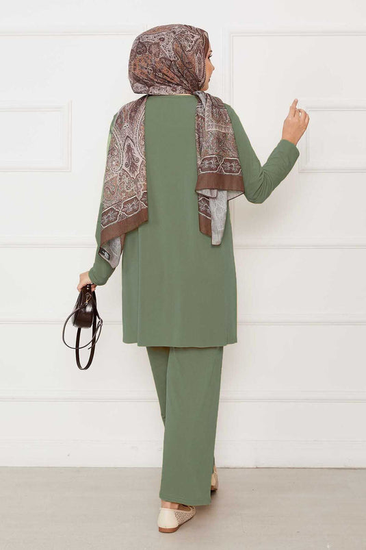 طقم ساندي المريح الفضفاض مزدوج بالنعناع