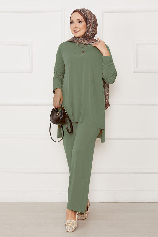 طقم ساندي المريح الفضفاض مزدوج بالنعناع